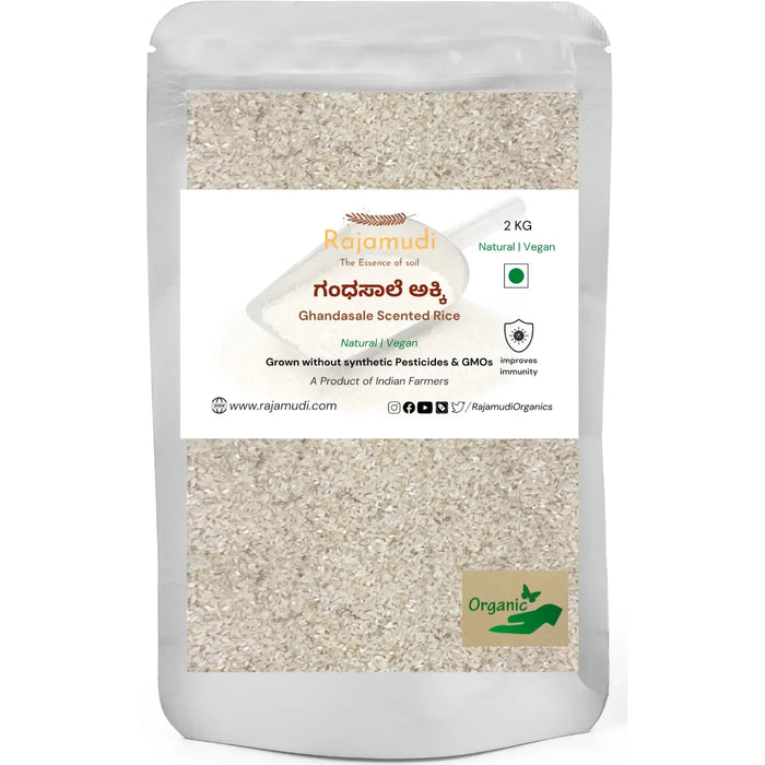 Authentic Organic Ghandhasale Rice | Rajamudi Organics
