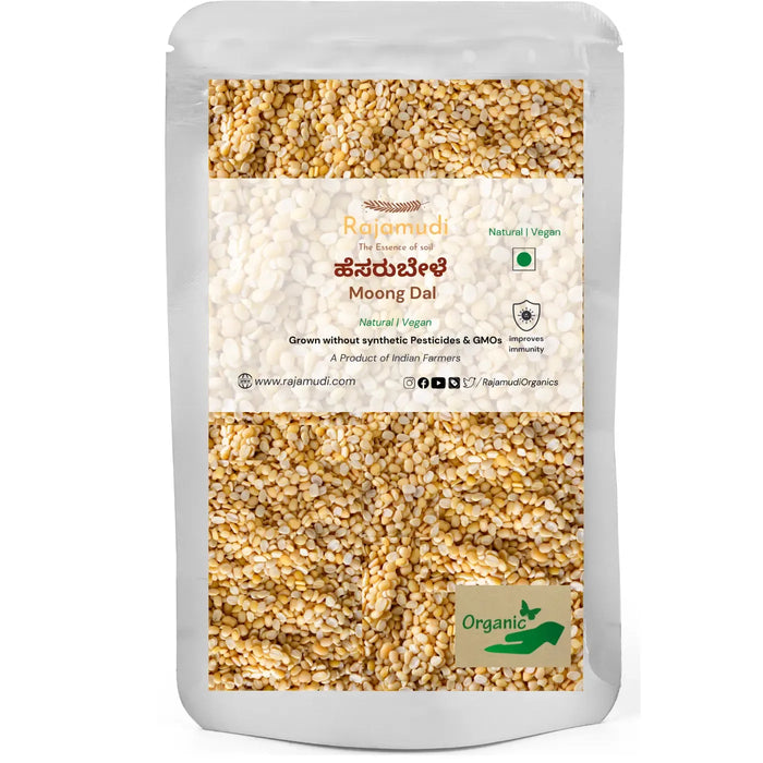 Organic Moong Dal / Split Green Gram Skinless / Hesaru bele By Rajamudi Organics