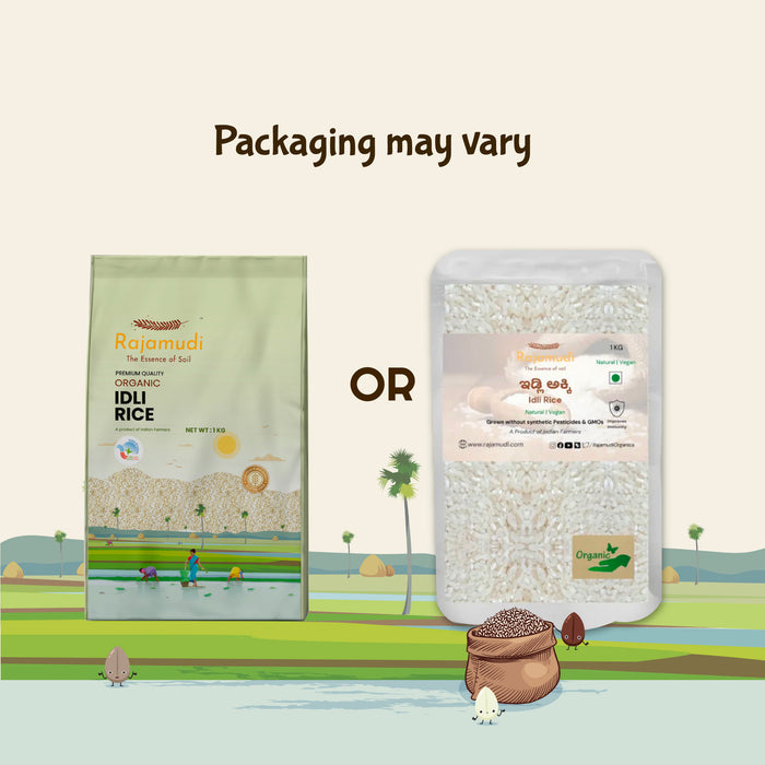 Two different packaging designs of organic idli rice