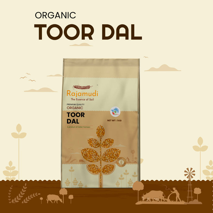 Bag of Rajamudi Organic Toor Dal 1kg