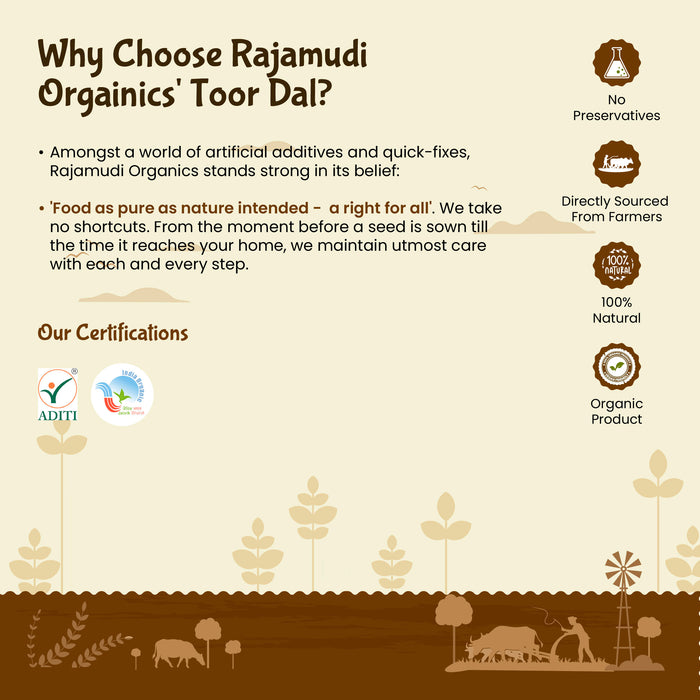 Organic Toor dal / Togari Bele Unpolished By Rajamudi Organics