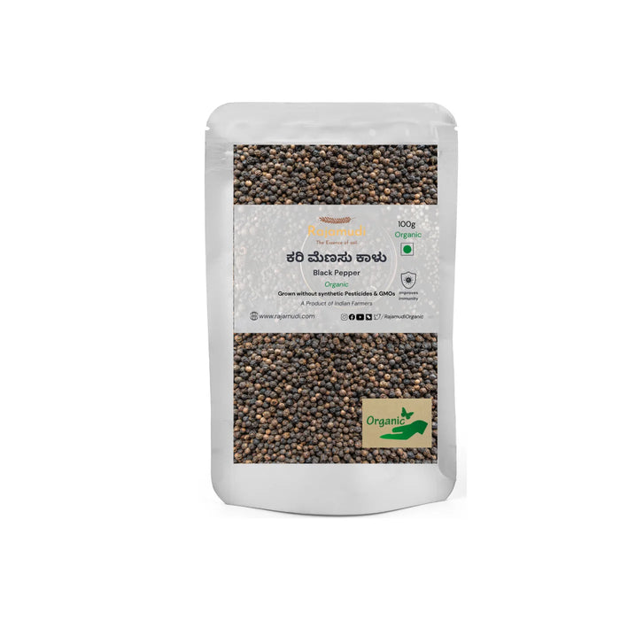 Organic Black Pepper - Kali Mirch | Naturally Processed, Farm Picked - Rajamudi Organics