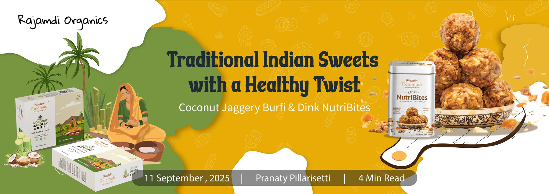 Traditional Indian Sweets with a Healthy Twist: Coconut Jaggery Burfi, Dink NutriBites