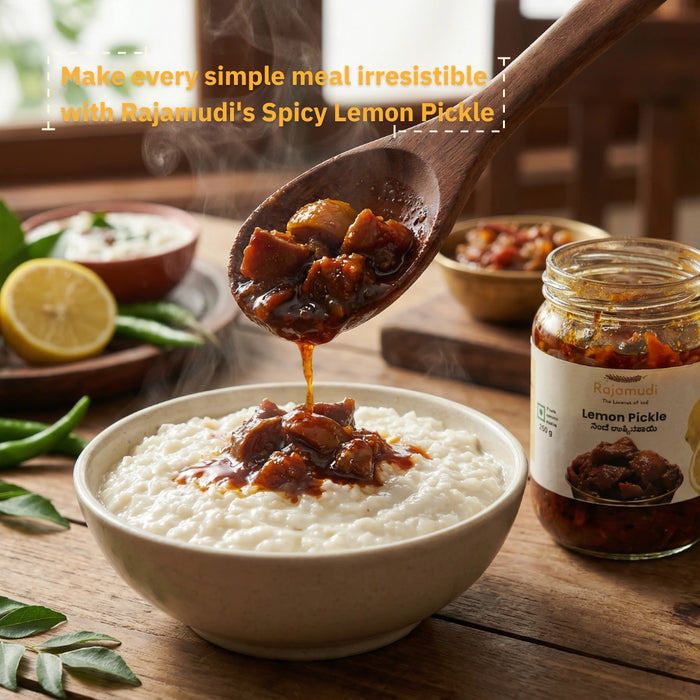 Organic Lemon Pickle 500g — No Preservatives, Cold-Pressed Oil | Rajamudi Organics