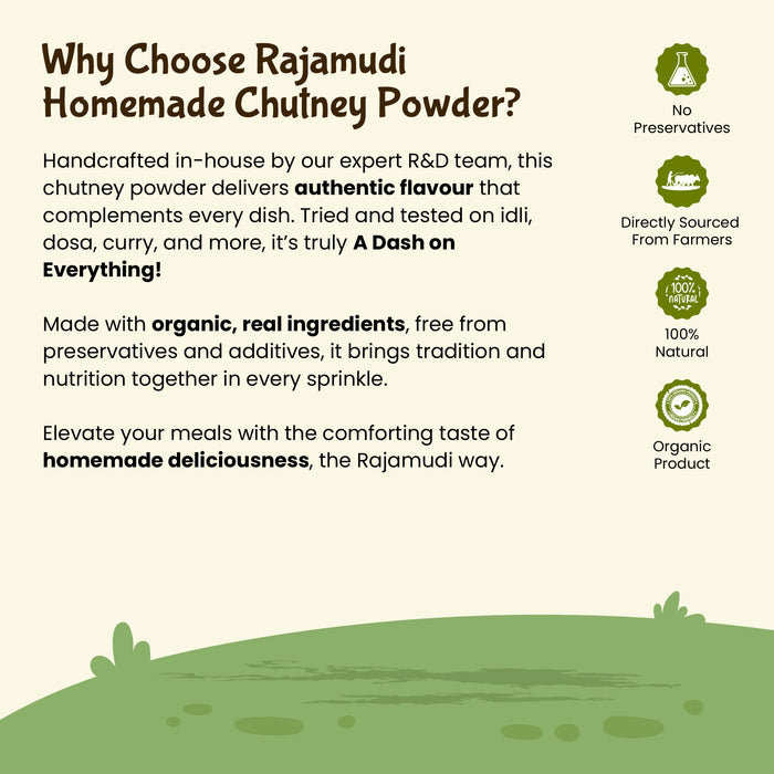 Organic Groundnut Chutney Powder – South Indian Style | Rajamudi Organics