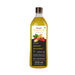 A bottle of Rajamudi Organic Cold-Pressed Groundnut Oil with a graphic background depicting the sourcing and pressing of the oil from groundnuts.