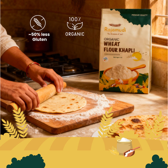 Organic Wheat Flour Khapli / Jave Godhi Hittu By Rajamudi Organics
