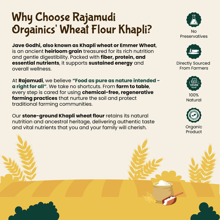 Organic Wheat Flour Khapli / Jave Godhi Hittu By Rajamudi Organics