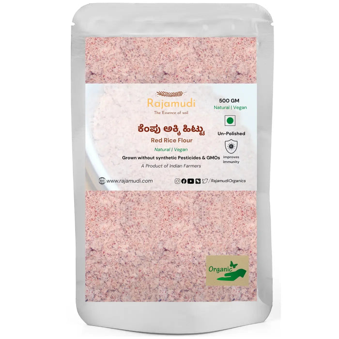 Organic Unpolished Red rice flour By Rajamudi Organics