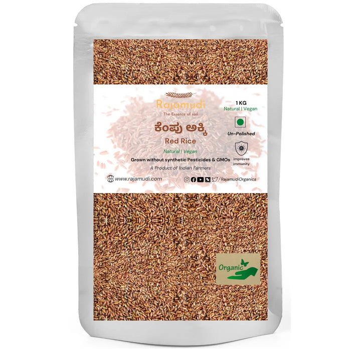 ORGANIC Kerala Red Rice [UnPolished] | Palakkad Matta Rice - Rajamudi Organics