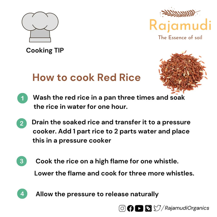 ORGANIC Kerala Red Rice [UnPolished] | Palakkad Matta Rice - Rajamudi Organics